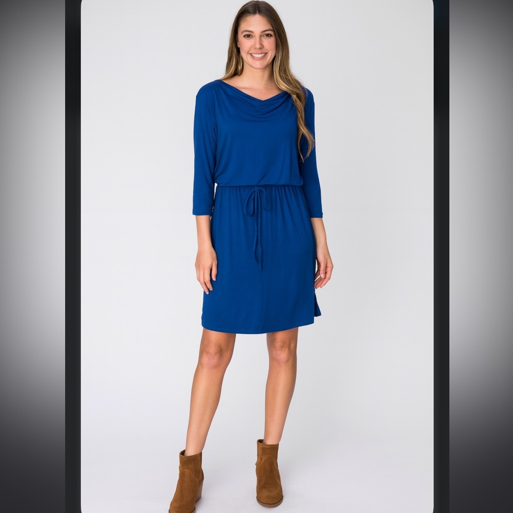 NWT Lilla P Royal Blue Cowl Neck Dress